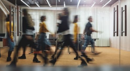 People walking in a office